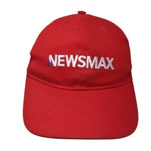 Newsmax Strapback Baseball Cap Red One Size Adjustable Embroidered Vented Holes